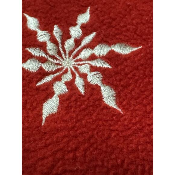 Vintage Basic Editions Red L Fleece Embroidered Snowflakes Christmas Sweater - Picture 8 of 14